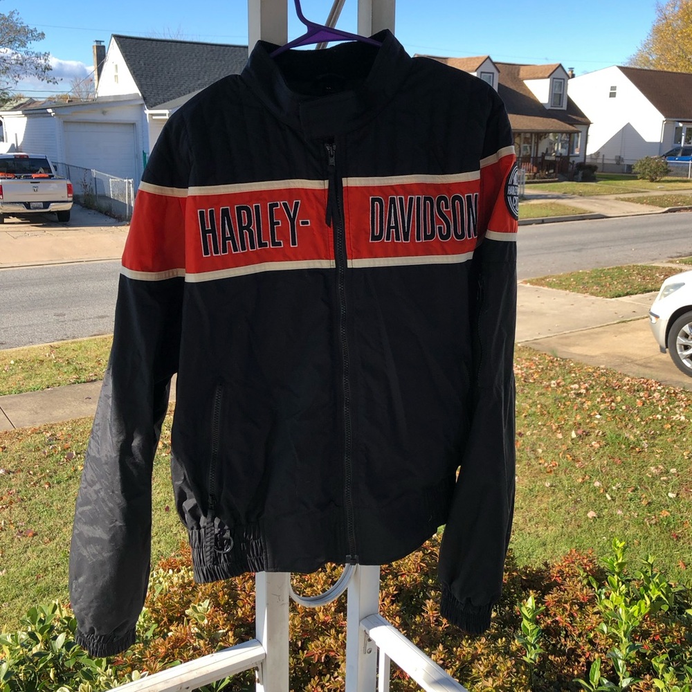 Harley Davidson XL Men's Racing Jacket. Black/Orange/White